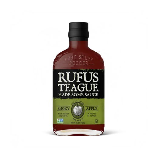 Standard product image of the Rufus Teague sauce bottle.