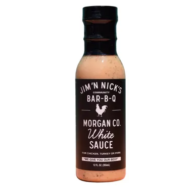 Jim 'N Nick's Community Bar-B-Q Morgan Co. White Sauce bottle.