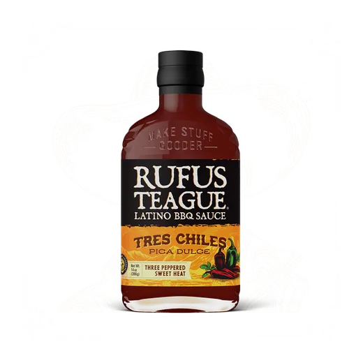 The bottle of Rufus Teague Latino BBQ Sauce front view.