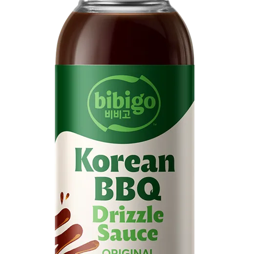 A bottle of Bibigo Korean BBQ Drizzle Sauce.